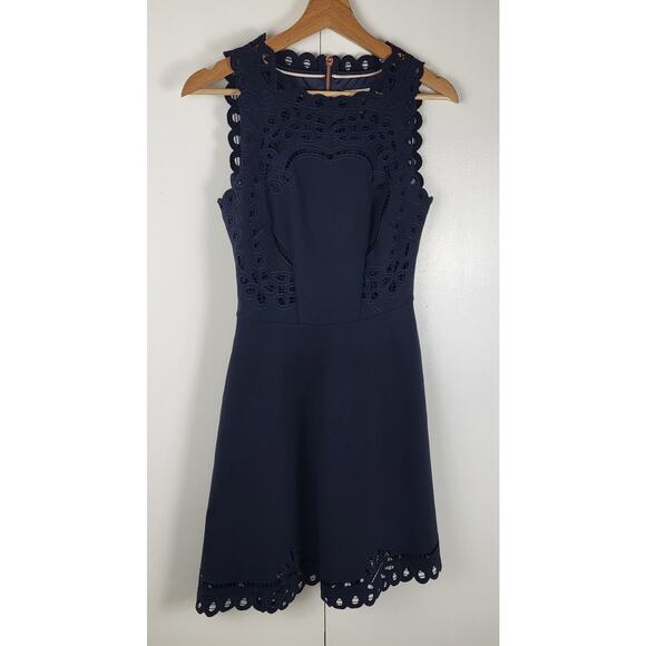 Ted Baker Verony Eyelet A-Line Lace Panel Sleeveless Mini Dress | 0 - Picture 4 of 11